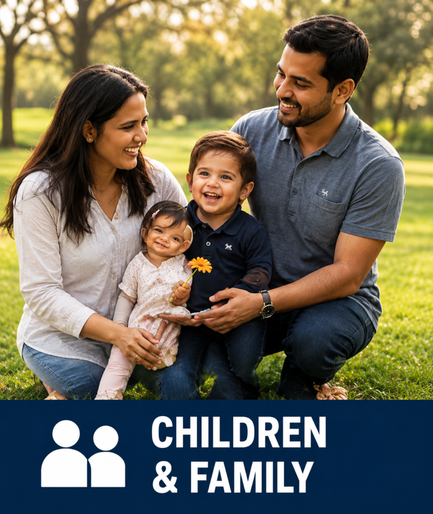 Our Story. Our Community. Our Future — family, skilled trades, coaches, education, work and purpose, marriage and family, children and teamwork. Associated description if needed: Every student is shaped by family, school, coaches, mentors, neighbors and community.