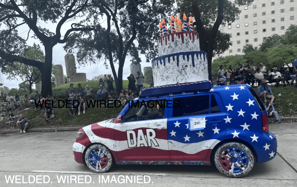 Houston Art Car examples illustrating creativity, craftsmanship, hands-on skills and community participation.