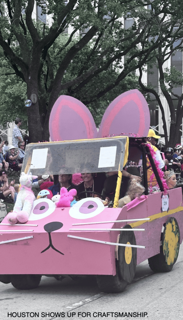 Houston Art Car examples illustrating creativity, craftsmanship, hands-on skills and community participation.